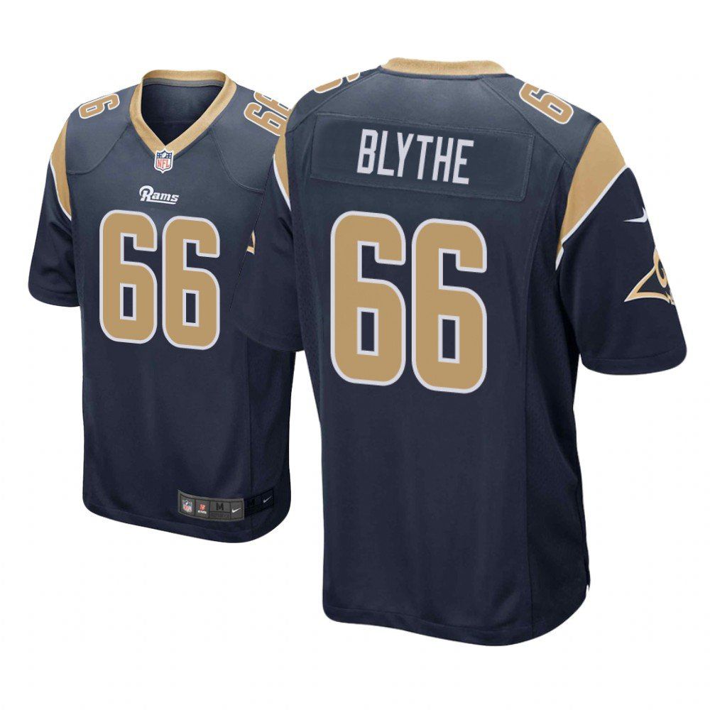 Men Los Angeles Rams 66 Austin Blythe Nike Navy Game NFL Jersey